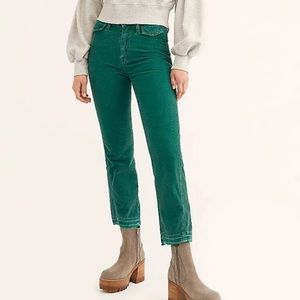 FREE PEOPLE Green Corduroy Pants Jeans 28 Trousers Straight